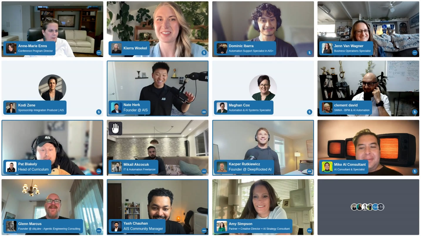 Members of AI Automation Society on a weekly community call.